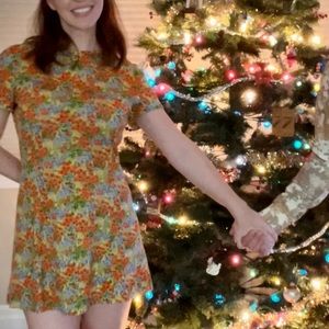 Goldworm Floral Short Sleeve Mini Dress, Vintage